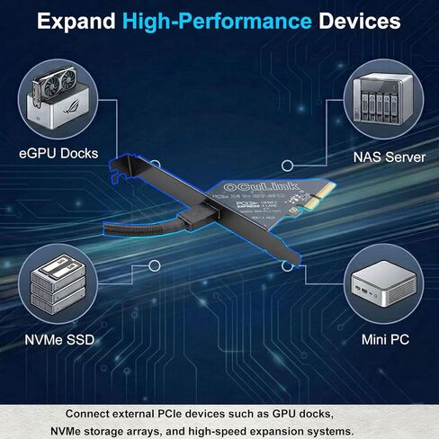محول PCIe 4.0 x4 إلى OCuLink، بطاقة توسيع SFF-8612 بسرعة 64 جيجابت في الثانية PCI Express Gen4 لقاعدة eGPU وU.2 NVMe SSD وكمبيوتر صغير وتخزين خادم NAS in Kuwait