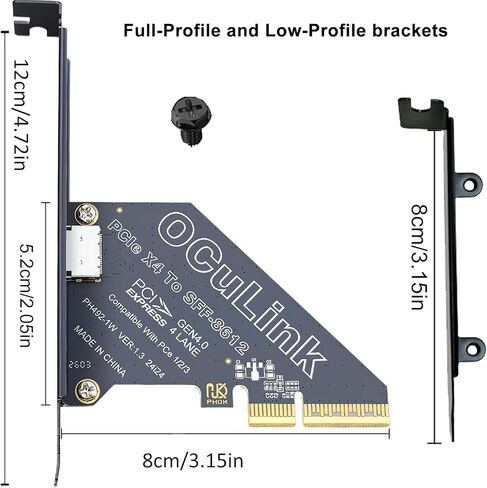 محول PCIe 4.0 x4 إلى OCuLink، بطاقة توسيع SFF-8612 بسرعة 64 جيجابت في الثانية PCI Express Gen4 لقاعدة eGPU وU.2 NVMe SSD وكمبيوتر صغير وتخزين خادم NAS in Kuwait
