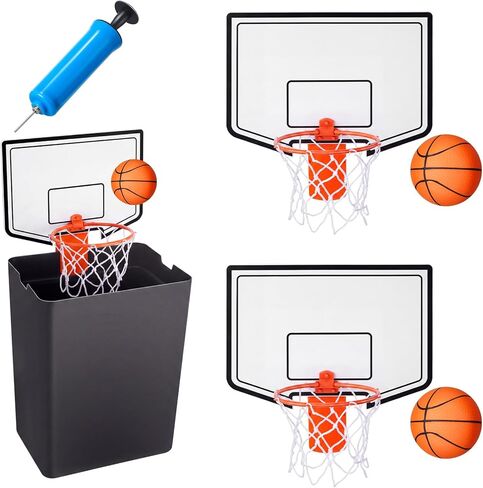 Liliful 4 Pack Indoor Trash Can Basketball Set, Including 4 Pcs Clip on Hoop with Backboard, 4 Pcs Inflatable Ball and 2 Pcs Pump, Fun Indoor Basketball Game Office Stress Relief Toy Fun Birthday Gift in Kuwait