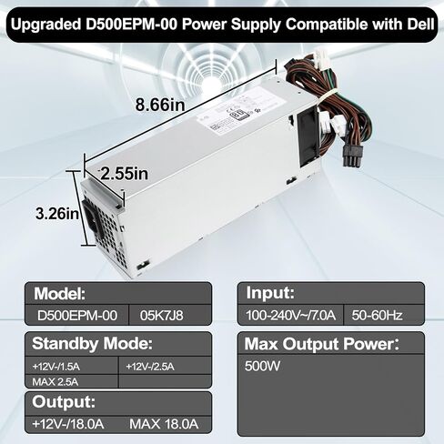 مصدر طاقة LXun Upgrad 500w D500EPM-00 H500EPM-00 متوافق مع Dell Optiplex 7080MT 7070MT 7060MT XPS 8940MT 3050MT 3650 3670 3050 36715 5060 G5-5090 7080 3260 3681 4FWF7 5K7J8 Y7R0X H460EBM-00 in Saudi Arabia