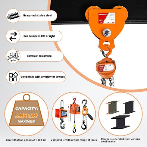 1100LBS Beam Trolley, 0.5 Ton Capacity 4 Wheels Push Manual Trolley, I Beam Trolley Heavy Duty, Dual Track Rollers for I Beams & Chain Hoists Lifting in Saudi Arabia
