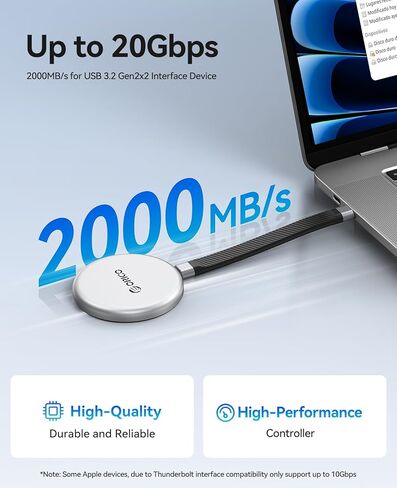 ORICO 512GB Magnetic Portable SSD Up to 2000MB/s, External Solid State Drive Compatible with MagSafe for USB-C Smartphone, Shoot in ProRes with iPhone 17 Pro/Pro Max, iPhone 16 Pro/Pro Max - KR20mini in Saudi Arabia