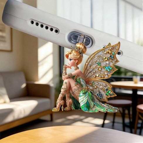 Fairy with Butterfly Wings Dust Plug Acrylic Charms for electronic products ,Type-C Charging Port Dust Plugs Pendant Compatible with E-Reader Phone Tablet, Gift for Christmas, Birthday, Anniversary Day in Saudi Arabia