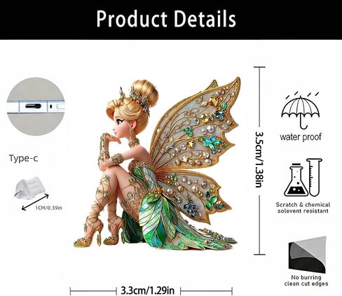Fairy with Butterfly Wings Dust Plug Acrylic Charms for electronic products ,Type-C Charging Port Dust Plugs Pendant Compatible with E-Reader Phone Tablet, Gift for Christmas, Birthday, Anniversary Day in Saudi Arabia
