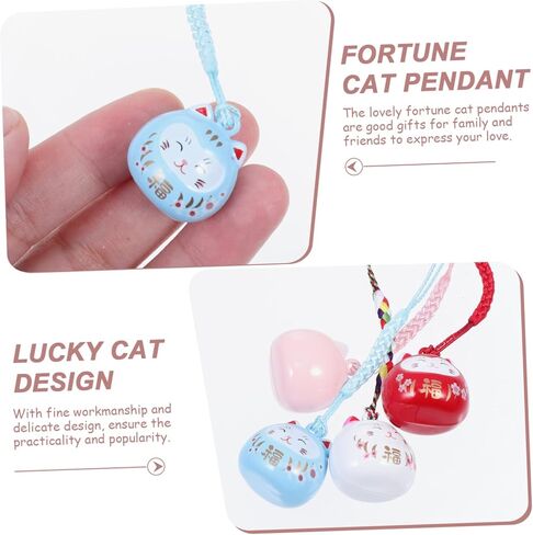 4Pcs Japanese Fortune Cat Pendant Key Chain Unique Luck Cat Key Ring with Bell Charm Mobile Phone Decor Bag Accessory Present for Family and Friends in Saudi Arabia