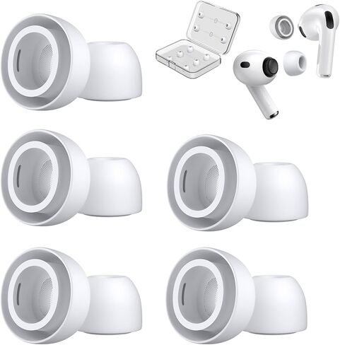 5 أزواج من وسادات الأذن البديلة لسماعات AirPods Pro 3 من السيليكون مع قلم منظف وصندوق تخزين محمول أبيض (XXS/XS/S/M/L + قلم تنظيف) in Kuwait