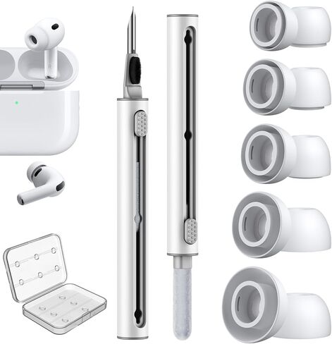 5 Pairs Replacement Ear Tips for AirPods Pro 3 Silicon Ear Buds Tips with Cleaner Pen & Portable Storage Box White（XXS/XS/S/M/L Tips+ Cleaner Pen in Saudi Arabia