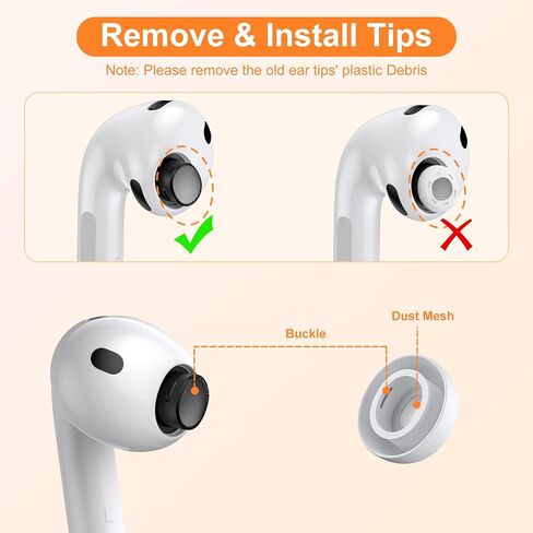 5 Pairs Replacement Ear Tips for AirPods Pro 3 Silicon Ear Buds Tips with Cleaner Pen & Portable Storage Box White（XXS/XS/S/M/L Tips+ Cleaner Pen in Saudi Arabia