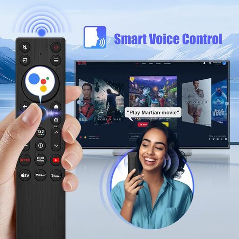 بديل جهاز التحكم عن بعد الصوتي RC923A FMB1 لتلفزيون TCL Google TV QM5K QM6K QM6KPRO QM7K Q77K X11K Series QLED Mini-LED 4K UHD Smart TV (رقم الجزء G0401-000267) in Kuwait