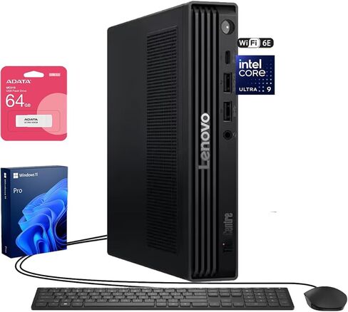 Lenovo ThinkCentre M90q Business Tiny Desktop, Intel 24-Core Ultra 9 285T vPro, AI Mini PC, 32GB DDR5, 1TB SSD, DP, HDMI, Support 3-Monitor 4K, Wired KB & Mouse, Wi-Fi 6E, Windows 11 Pro, w/Bundle in Saudi Arabia