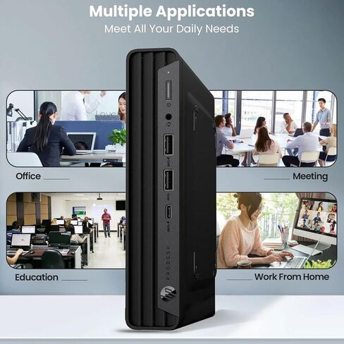 كمبيوتر HP ProDesk 600 G6 Mini Desktop Computer، Core i5-10500، ذاكرة وصول عشوائي 16 جيجابايت، 256 جيجابايت SSD، لوحة مفاتيح وماوس، دعم 4K، منفذ عرض، واي فاي، USB C 3.2، Windows 11 Pro، أسود (متجدد) in Saudi Arabia