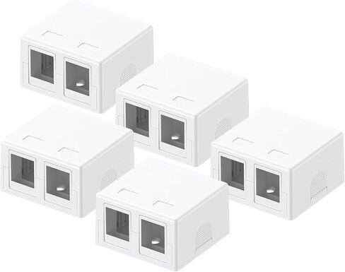 Cyberguys Keystone Jack Surface Mount Box 5-Pack – Universal Compatibility w/Ethernet Keystone Jacks, Flexible Wall/Desk Installation via Screws/Adhesive Tape, Durable UL Listed Network Outlet Box in Saudi Arabia