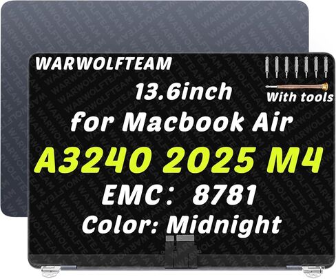 13.6in Compatible with MacBook Air A3240 Retina M4 2025 EMC 8781 MC654 MC6A4 MC6C4 2560 x 1664 LCD LED Screen Replacement Complete Assembly (Midnight Blue) in Saudi Arabia