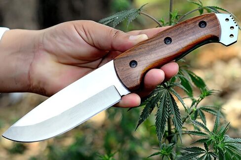 Fixed Blade Knives with Sheath | Handmade Bushcraft Knife with Rosewood Handle | High Carbon Steel Blade for Outdoor Camping | Durable Hunting Knife in Saudi Arabia