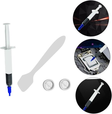 Thermal Paste and Silicon Grease Set for CPU Gpu Cooling, 8w Thermal Interface Material with 1 Tube Paste, 2 Finger Sleeves, and 1 Spatula, PC Computer Accessories for Efficient in Saudi Arabia