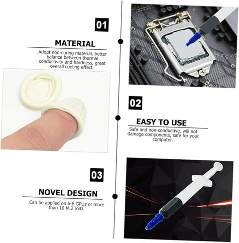 Thermal Paste and Silicon Grease Set for CPU Gpu Cooling, 8w Thermal Interface Material with 1 Tube Paste, 2 Finger Sleeves, and 1 Spatula, PC Computer Accessories for Efficient in Saudi Arabia