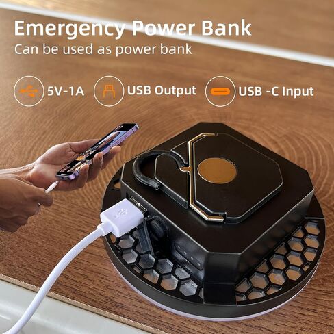 مصباح خيمة LED قابل لإعادة الشحن - مصباح تخييم معلق محمول مع 4000 لومن، شحن USB-C، مغناطيسي، خطاف، مصباح تخييم مقاوم للماء IPX5 للأماكن الخارجية والفناء الخلفي وانقطاع الطاقة in Kuwait
