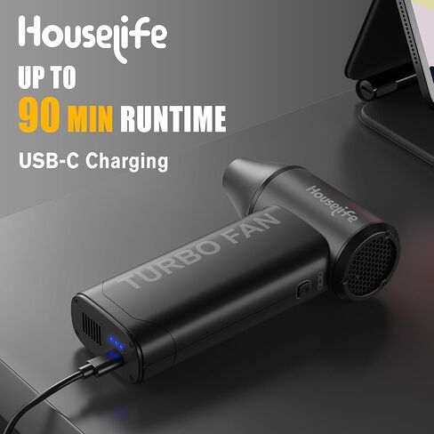 Houselife 150,000 RPM Magnetic Electric Air Duster - Brushless Compressed Air Duster, 3-Gear Adjustable, Rechargeable Mini Blower for PC, Keyboard, Car Drying & Detailing, Reusable Air Can Alternative in Saudi Arabia