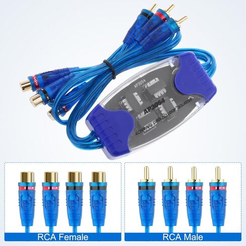 Gadpiparty 4 قناة أرضية حلقة المعزل RCA مرشح الضوضاء سيارة الصوت خط الصوت جهاز تقليل الضوضاء 3.54X1.77X0.98In in Saudi Arabia