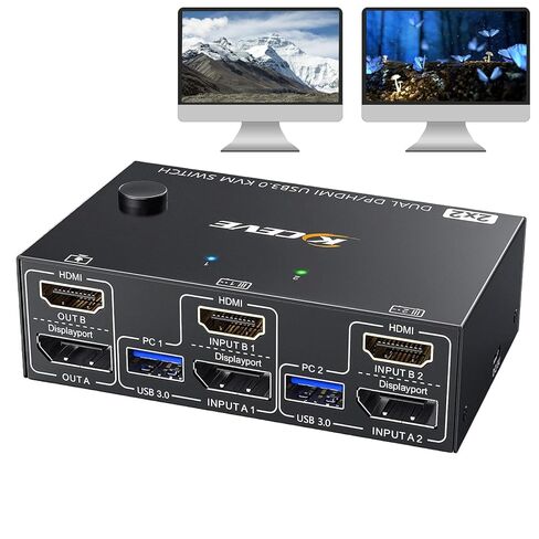محدد مفتاح USB 3.0، مفتاح USB ثنائي الاتجاه 2 في 1 مخرج / 1 في 2 مخرج لجهازي كمبيوتر مشاركة لوحة المفاتيح والماوس والطابعة وكاميرا الويب، ومحول USB مع جهاز تحكم سلكي وكابل USB3.0، ألومنيوم in Kuwait