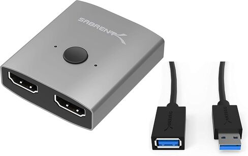 SABRENT 2-Port 4K HDMI Switch + 22AWG 3 Feet USB 3.0 Extension Cable (Push Button, Manual, Black) in Saudi Arabia