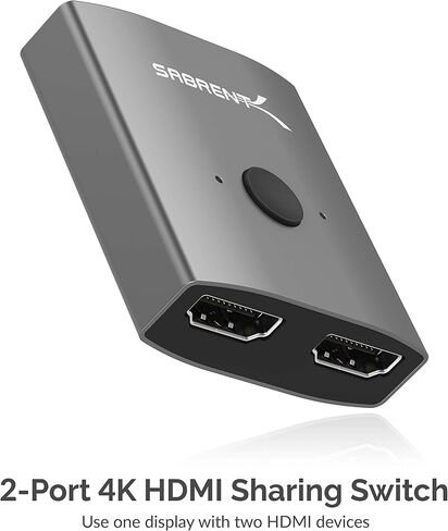 SABRENT 2-Port 4K HDMI Switch + 22AWG 3 Feet USB 3.0 Extension Cable (Push Button, Manual, Black) in Saudi Arabia