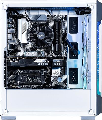 كمبيوتر الألعاب Velztorm Fultix White المُصمم مسبقًا (AMD Ryzen 5 5500، GeForce RTX 5060، ذاكرة وصول عشوائي DDR4 سعة 16 جيجابايت، محرك أقراص PCIe SSD بسعة 512 جيجابايت، مراوح RGB، 750 واط PSU، WiFi 5، بلوتوث 4.2، RJ-45، HDMI، Win 11 Home) in Saudi Arabia