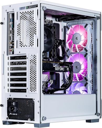 كمبيوتر الألعاب Velztorm Fultix White المُصمم مسبقًا (AMD Ryzen 5 5500، GeForce RTX 5060، ذاكرة وصول عشوائي DDR4 سعة 16 جيجابايت، محرك أقراص PCIe SSD بسعة 512 جيجابايت، مراوح RGB، 750 واط PSU، WiFi 5، بلوتوث 4.2، RJ-45، HDMI، Win 11 Home) in Saudi Arabia
