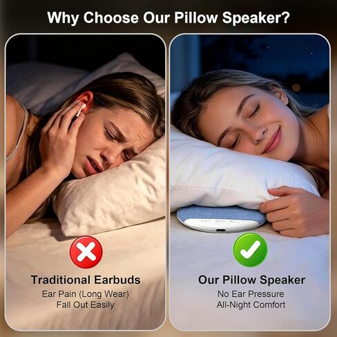 Pillow Speaker for Sleeping, Mini Bluetooth Speaker Under Pillow, Headphone-Free Sleep Speaker for Side Sleeper (Blue) in Saudi Arabia