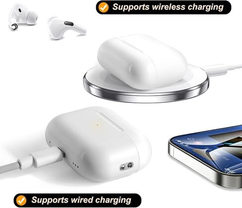 علبة شحن بديلة متوافقة مع AirPods Pro الجيل الأول والثاني، شحن لاسلكي (أبيض) in Kuwait