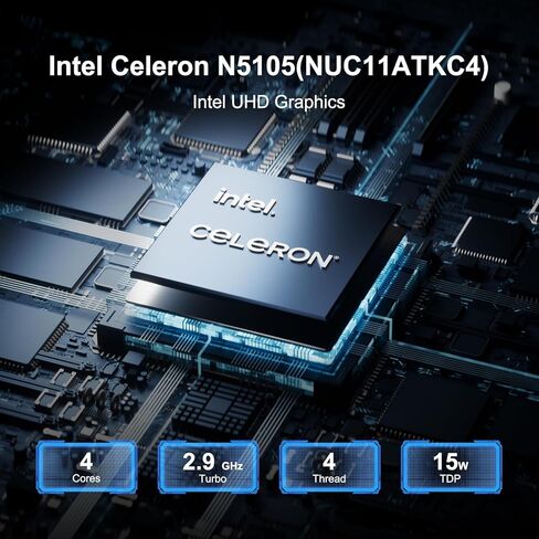 كمبيوتر صغير، كمبيوتر صغير Intel Nuc 11، Intel N5105، 2.9 جيجا هرتز Burst، 4 نوى، 4 خيوط، Intel UHD Graphics، 8 جيجا رام، 256 جيجا SSD، Windows 11 Pro in Kuwait
