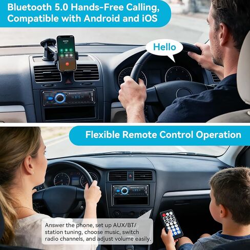 Car Radio Bluetooth, Wistrue Single DIN Car Stereo Audio with Bluetooth Hands-Free FM Radio with 2 USB/AUX/SD/MP3 Player(No CD DVD Player) in Saudi Arabia