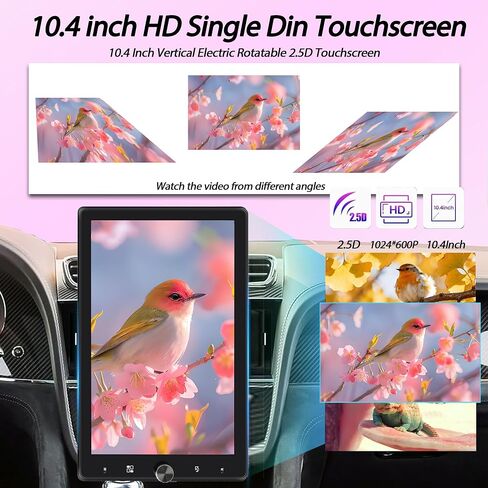 10.4" Single Din Car Stereo Wireless Carplay, Rotating HD 1280 * 800 IPS Display Touchscreen, Car Radio with Bluetooth 5.2, FM Radio, Android Auto, Backup Camera in Saudi Arabia