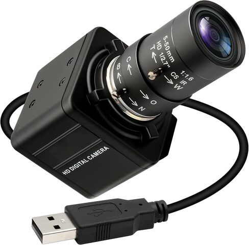 SVPRO 16MP USB Camera with Manual 5-50mm Lens, 10x Optical Zoom Webcam for PC and Laptop, 4656x3496 Resolution, IMX298 Sensor, UVC Industrial Imaging Camera for Windows, Linux, macOS, and Android in Saudi Arabia
