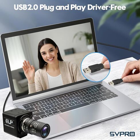 SVPRO 16MP USB Camera with Manual 5-50mm Lens, 10x Optical Zoom Webcam for PC and Laptop, 4656x3496 Resolution, IMX298 Sensor, UVC Industrial Imaging Camera for Windows, Linux, macOS, and Android in Saudi Arabia