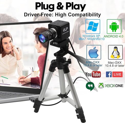 SVPRO 16MP USB Camera with Manual 5-50mm Lens, 10x Optical Zoom Webcam for PC and Laptop, 4656x3496 Resolution, IMX298 Sensor, UVC Industrial Imaging Camera for Windows, Linux, macOS, and Android in Saudi Arabia