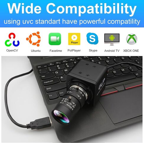 SVPRO 16MP USB Camera with Manual 5-50mm Lens, 10x Optical Zoom Webcam for PC and Laptop, 4656x3496 Resolution, IMX298 Sensor, UVC Industrial Imaging Camera for Windows, Linux, macOS, and Android in Saudi Arabia