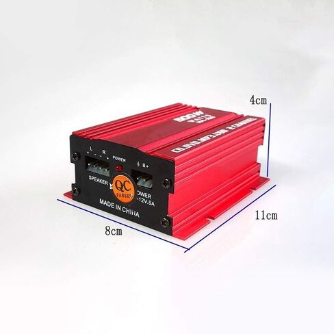 Patikuin 12V 2 Channel Car Amplifier, 40W Mini HiFi Car Audio Power Amp, Compact RCA Input Car Speaker Amplifier for Car, Motorcycle, Home Audio, Red in Saudi Arabia