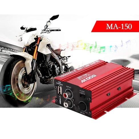 Patikuin 12V 2 Channel Car Amplifier, 40W Mini HiFi Car Audio Power Amp, Compact RCA Input Car Speaker Amplifier for Car, Motorcycle, Home Audio, Red in Saudi Arabia