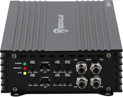 حزمة Rockville RDF-4: مضخم صوت للسيارة ذو 4 قنوات بقدرة 2800 وات ذروة / 700 وات RMS مع مجموعة أسلاك RWK42 ذات 4 قياسات و4 قنوات مع (2) RCA، عنصرين in Kuwait
