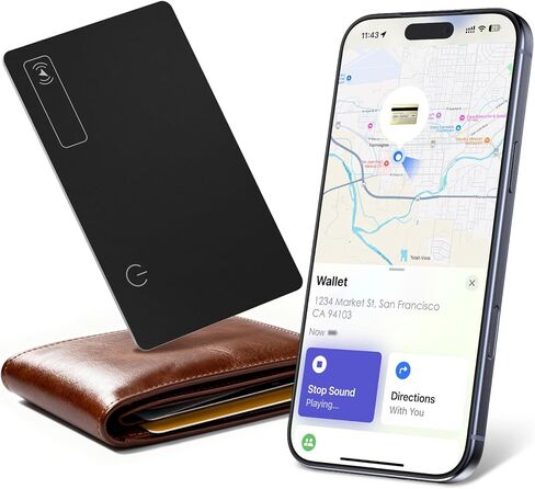 بطاقة تعقب المحفظة (متوافقة مع نظام iOS فقط)، بطاقة تتبع نحيفة 0.07 بوصة، جهاز تعقب بلوتوث مقاوم للماء IP68 متوافق مع Apple Find My، محدد موقع الشحن اللاسلكي للمحفظة وجوازات السفر in Saudi Arabia