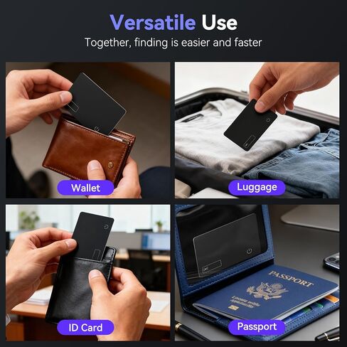 بطاقة تعقب المحفظة (متوافقة مع نظام iOS فقط)، بطاقة تتبع نحيفة 0.07 بوصة، جهاز تعقب بلوتوث مقاوم للماء IP68 متوافق مع Apple Find My، محدد موقع الشحن اللاسلكي للمحفظة وجوازات السفر in Saudi Arabia
