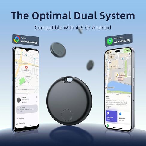 علامات تتبع الهواء - 4 عبوات من علامات البحث [2026 نظام مزدوج] لأجهزة Apple وAndroid، بطارية 400 يوم مع CR2032، منبه 100 ديسيبل، متوافق مع iOS وAndroid لحقائب المحفظة والمفاتيح in Saudi Arabia
