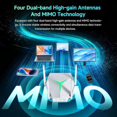 WiFi Extender Signal Booster, Dual Band 5.0Ghz & 2.4Ghz, 1200mbps WiFi Repeater with 2 Ethernet Port,Suitable for Home Coverage Up to 12,000 Sq.Ft, Compatible with More Devices. in Saudi Arabia