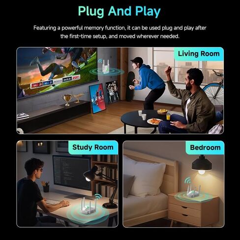 WiFi Extender Signal Booster, Dual Band 5.0Ghz & 2.4Ghz, 1200mbps WiFi Repeater with 2 Ethernet Port,Suitable for Home Coverage Up to 12,000 Sq.Ft, Compatible with More Devices. in Saudi Arabia