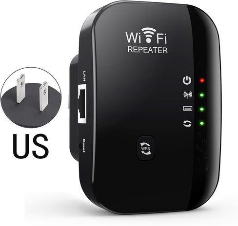 Wireless WiFi Extender,Wireless Internet Repeater, Long Range WiFi Repeater - Up to 5000 sq,Signal Booster with Ethernet Port (Black,US Plug) in Saudi Arabia