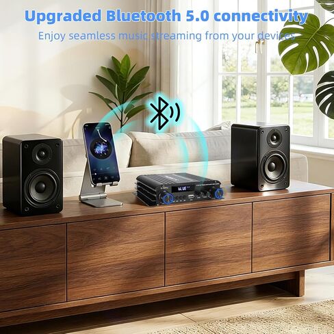 مضخم صوت ستيريو 2.1 قناة، 300 واط × 2 + 360 واط مضخم صوت ستيريو عالي الطاقة مع مدخلات USB/AUX، جهاز التحكم عن بعد، تعديلات ثلاثية/مضخم الصوت، يعمل مع الغواصات ومكبرات الصوت النشطة والسلبية، محول 12 فولت 5 أمبير in Saudi Arabia