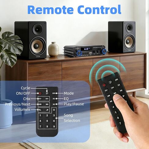 مضخم صوت ستيريو 2.1 قناة، 300 واط × 2 + 360 واط مضخم صوت ستيريو عالي الطاقة مع مدخلات USB/AUX، جهاز التحكم عن بعد، تعديلات ثلاثية/مضخم الصوت، يعمل مع الغواصات ومكبرات الصوت النشطة والسلبية، محول 12 فولت 5 أمبير in Saudi Arabia
