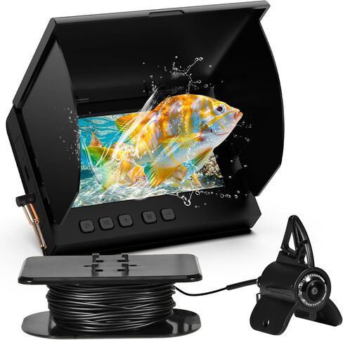 كاميرا صيد تحت الماء، شاشة LCD 4.3 بوصة، رؤية ليلية بالأشعة تحت الحمراء، زاوية واسعة IP68 كاميرا سمكة محمولة مقاومة للماء لصيد الأسماك على الجليد والبحيرة والقوارب وقوارب الكاياك (أسود) in Kuwait