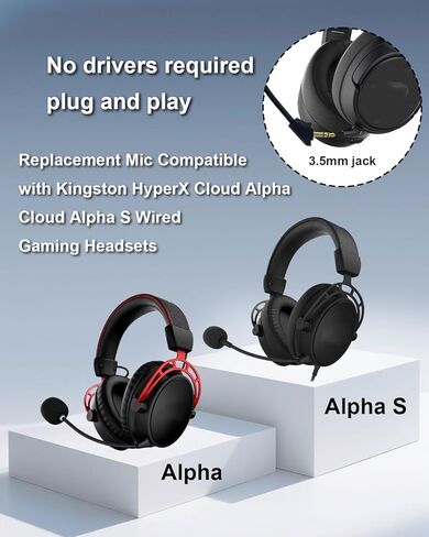 ميكروفون ألعاب بديل لـ Kingston HyperX Cloud Alpha Cloud Alpha S، ميكروفون سماعة رأس للألعاب بخاصية إلغاء الضوضاء مع قابس 3.5 مم، متوافق مع جهاز الكمبيوتر Xbox One PS4 PS5 in Kuwait